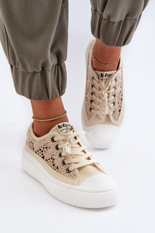 met kantmotieven Vrijetijdsschoenen Lee Cooper LCIN-23-44-1620 beige