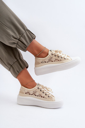met kantmotieven Vrijetijdsschoenen Lee Cooper LCIN-23-44-1620 beige 2
