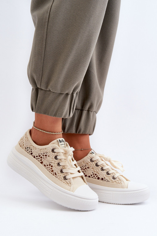met kantmotieven Vrijetijdsschoenen Lee Cooper LCIN-23-44-1620 beige