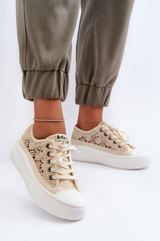 met kantmotieven Vrijetijdsschoenen Lee Cooper LCIN-23-44-1620 beige