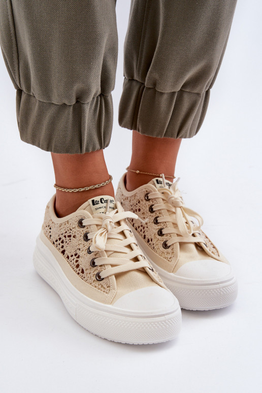 met kantmotieven Vrijetijdsschoenen Lee Cooper LCIN-23-44-1620 beige