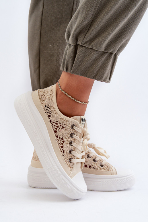 met kantmotieven Vrijetijdsschoenen Lee Cooper LCIN-23-44-1620 beige