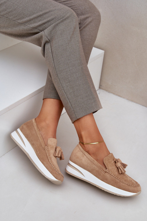 Zandkleurige dames schoenen van...