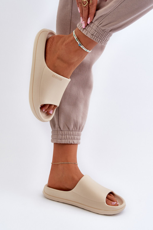 Zandkleurige damespantoffels Big Star