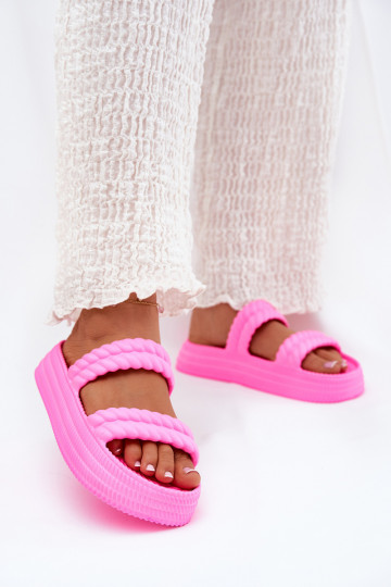 Roze dames lichte slippers met platform S.Barski ZK51-001 2