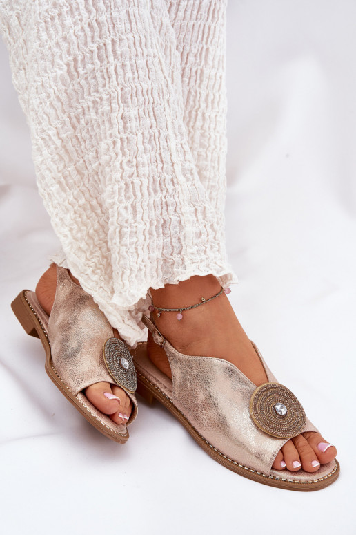 met glans Dames sandalen Ozdobnym Detalem S.Barski KV51-012 rosé gouden kleur met glans Dames sandalen Ozdobnym Detalem S.Barski KV51-012 rosé gouden kleur