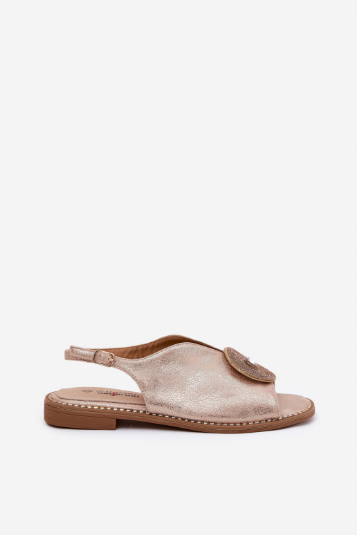 met glans Dames sandalen Ozdobnym Detalem S.Barski KV51-012 rosé gouden kleur met glans Dames sandalen Ozdobnym Detalem S.Barski KV51-012 rosé gouden kleur