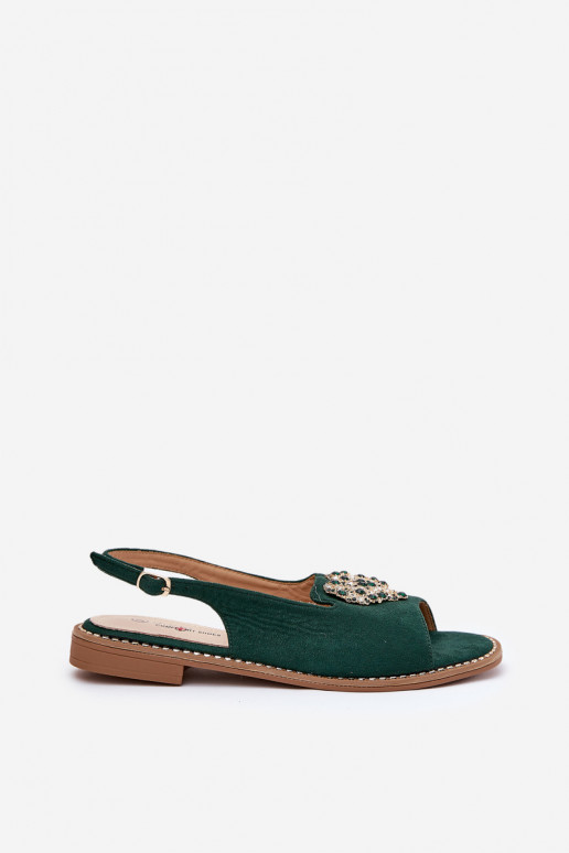 Dames sandalen Met sierlijk Hartenm S.Barski KV27-018 groene kleur Dames sandalen Met sierlijk Hartenm S.Barski KV27-018 groene kleur