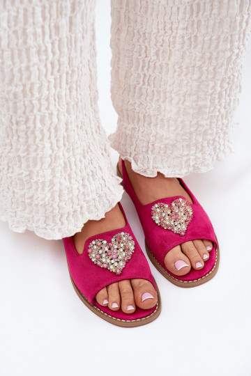 Roze dames sandalen met hartdecoratie S.Barski KV27-018