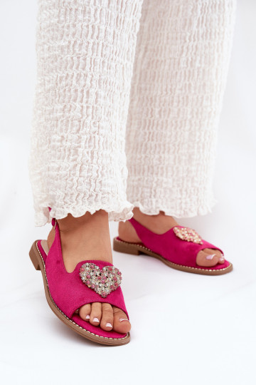 Roze dames sandalen met hartdecoratie S.Barski KV27-018 2