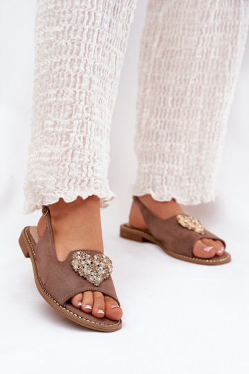 Dames sandalen Met sierlijk Hartenm S.Barski KV27-018 beige