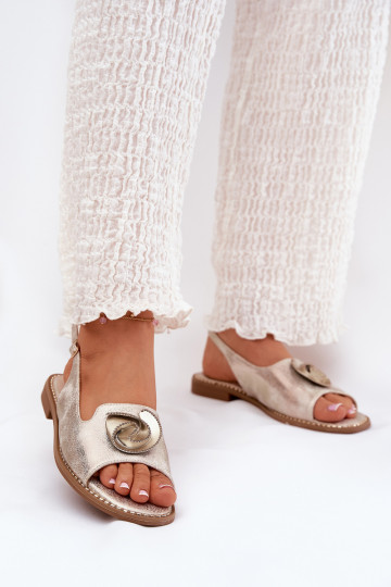 met glans Dames sandalen met ornamenten S.Barski KV51-006 gouden kleur