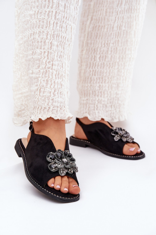 Dames sandalen met brede hakken met ornamenten S.Barski KV27-001 zInart Dames sandalen met brede hakken met ornamenten S.Barski KV27-001 zInart