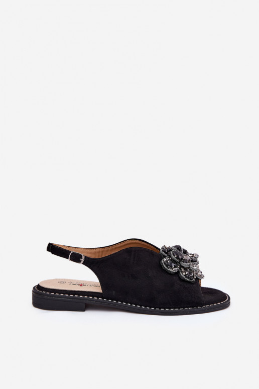 Dames sandalen met brede hakken met ornamenten S.Barski KV27-001 zInart Dames sandalen met brede hakken met ornamenten S.Barski KV27-001 zInart