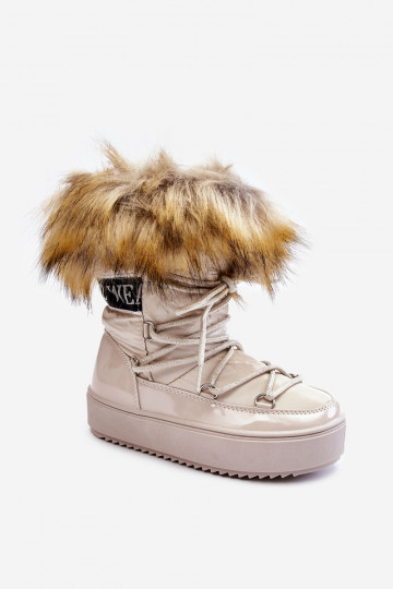 SnoInboots voor kinderen opInarmen met veters beige Colioris