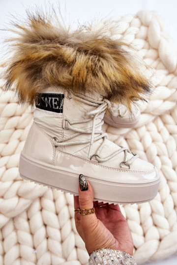 SnoInboots voor kinderen opInarmen met veters beige Colioris 2