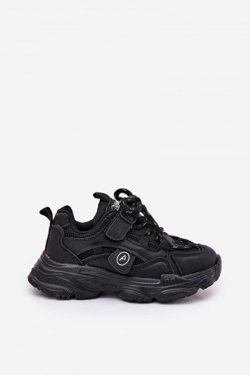 Kindersport schoenen met plateau zwarte kleur 2