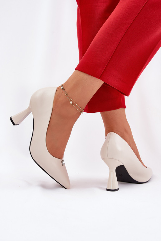 Elegante stijl Schoenen Op Rozszerzanej Szpilce Vinceza 62222 beige Elegante stijl Schoenen Op Rozszerzanej Szpilce Vinceza 62222 beige