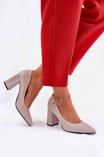 Elegante schoenen met hak grijze kleur 2