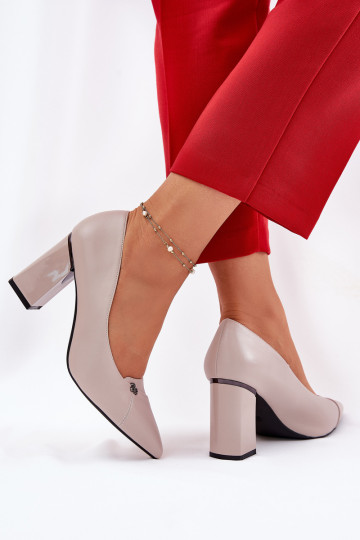 Dames slippers met hak en rits zandkleur 2