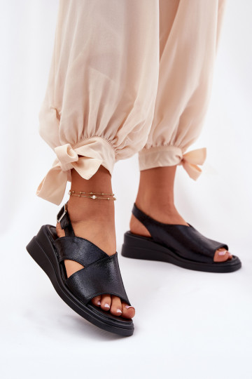 Dames sandalen met hak van eco leer gouden kleur 2