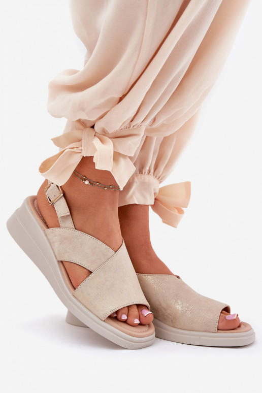 Dames sandalen Op de INig van ecoleer gouden kleur Quilara