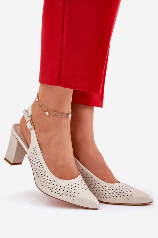 OpengeInerkte sandalen Ze Szpiczastymi Noskami met hakken Sergio Leone SK163 parelmoer