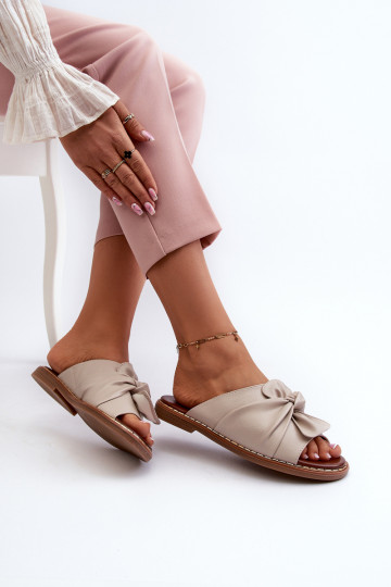 Damespantoffels met brede hakken beige Nelvira