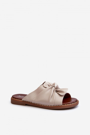 Damespantoffels met brede hakken beige Nelvira 2