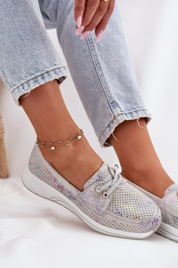 Suède schoenen met platform Artiker 56C2104 grijze kleur