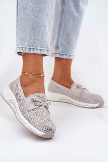 Suède schoenen met platform Artiker 56C2104 grijze kleur 2