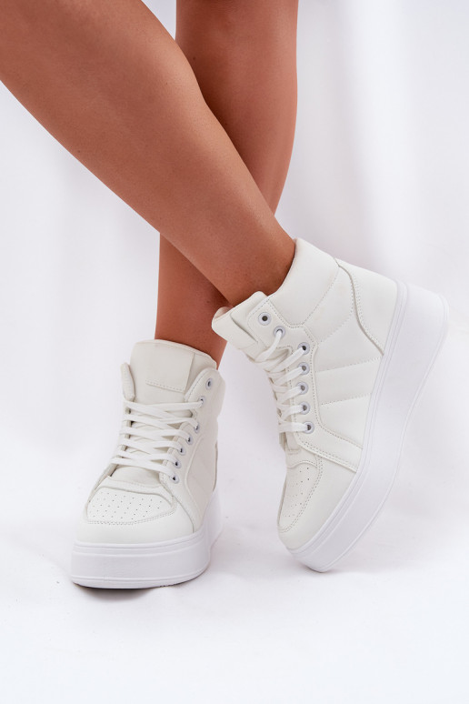 Hoog Sneakers model schoenen Dames met platform Initte kleur Tillive Hoog Sneakers model schoenen Dames met platform Initte kleur Tillive