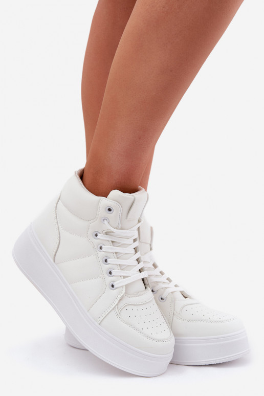 Hoog Sneakers model schoenen Dames met platform Initte kleur Tillive Hoog Sneakers model schoenen Dames met platform Initte kleur Tillive