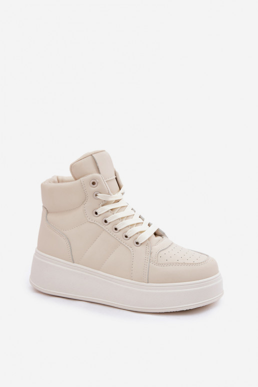 Hoog Sneakers model schoenen Dames met platform beige Tillive Hoog Sneakers model schoenen Dames met platform beige Tillive
