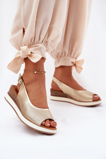 Leer Platform sandalen Artiker 56C2312 gouden kleur