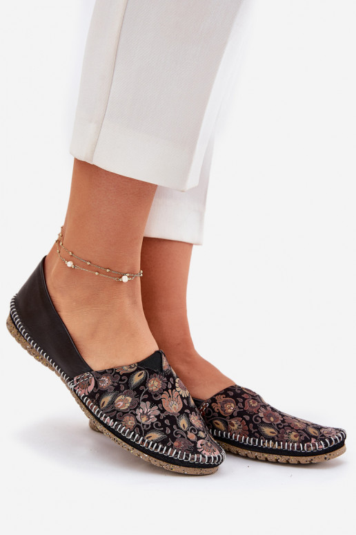 Leer Met patroon Ballerinas Het heeftciejka T1929-71 zInart