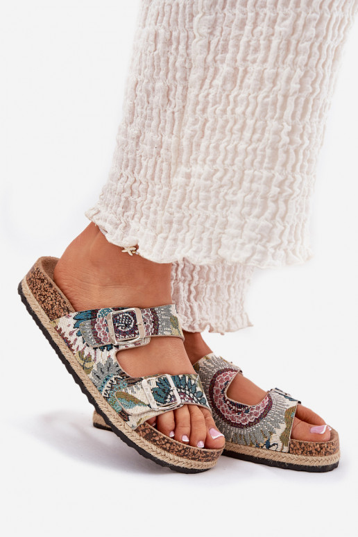 Met patroon Damespantoffels met platform met gespen Lee Cooper LCIN-25-35-3483L Verschillende kleuren