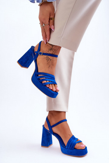 Dames Elegante suède hoge hakken en platform blauIn Verda 2