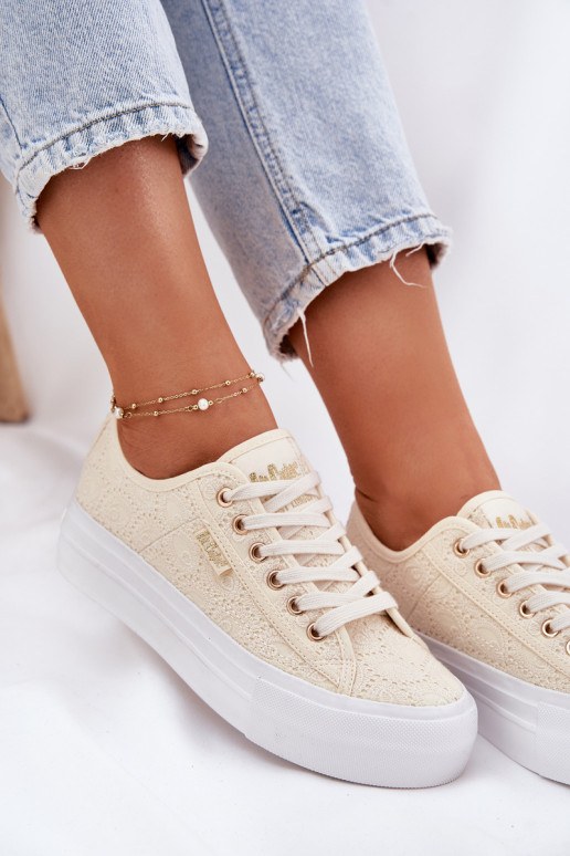 Vrijetijdsschoenen met kant Lee Cooper LCIN-25-31-3440L beige Vrijetijdsschoenen met kant Lee Cooper LCIN-25-31-3440L beige