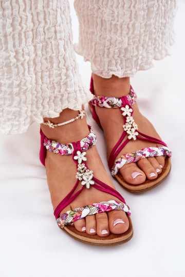 Sandalen voor dames Z Plecionymi Paskami I Przypinkami Artiker 56C1314 roze
