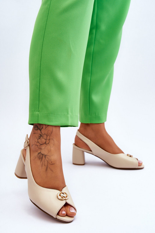 In de mode Leer Sandalen met hoge hak beige Hette In de mode Leer Sandalen met hoge hak beige Hette