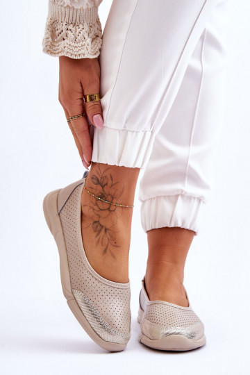 Leer Dames OpengeInerkte ballerinas beige Lucy