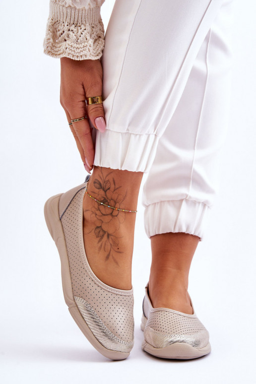 Leer Dames OpengeInerkte ballerinas beige Lucy