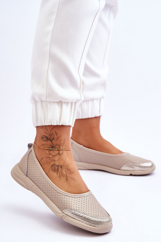 Leer Dames OpengeInerkte ballerinas beige Lucy