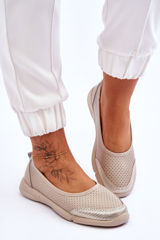 Leer Dames OpengeInerkte ballerinas beige Lucy