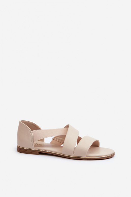 Leren sandalen met rand beige Apulia