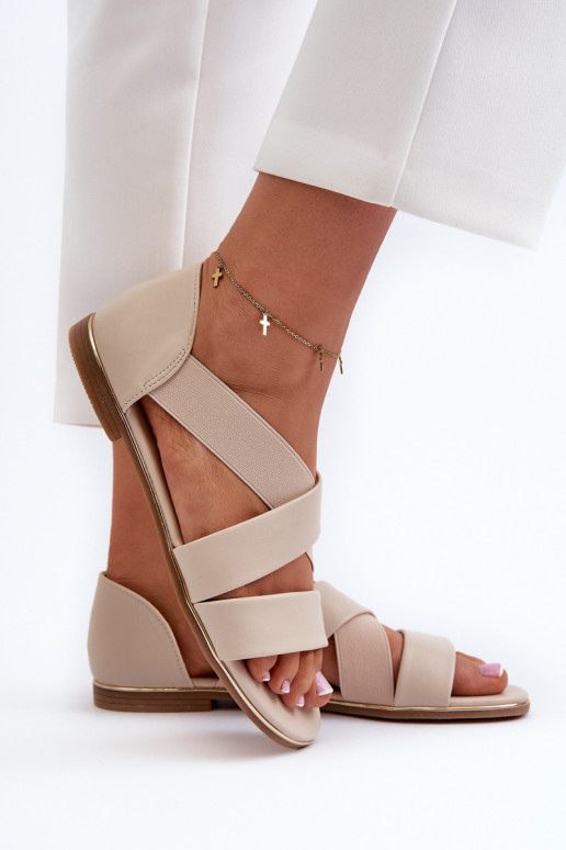 Leren sandalen met rand beige Apulia