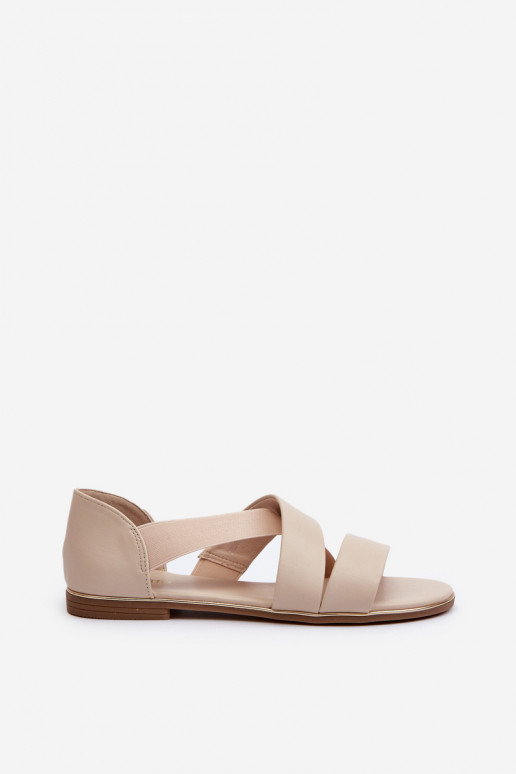 Leren sandalen met rand beige Apulia