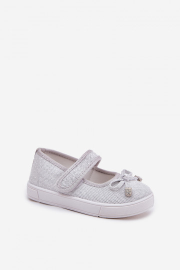 ballerinas voor kinderen met linten zilvere kleur Amirinas