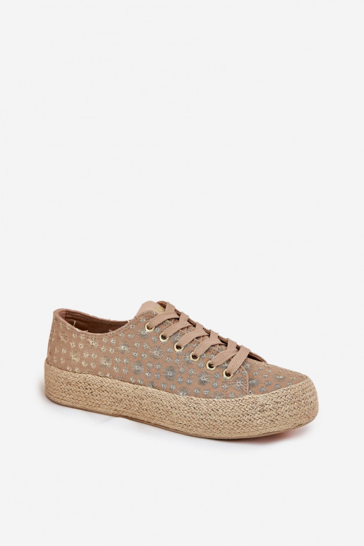 Gepatineerde casual schoenen met platform Lee Cooper LCIN-25-08-3646L in chaki Gepatineerde casual schoenen met platform Lee Cooper LCIN-25-08-3646L in chaki
